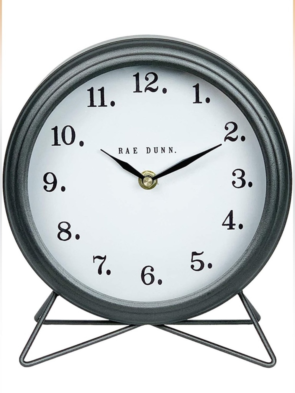 Rae Dunn Farmhouse Gray Round Clock with White Face